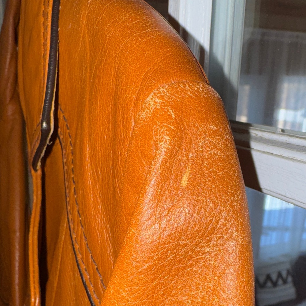 Vintage Brown Womens Leather Jacket with Belt & Removable Faux Fur Vest Small - Picture 5 of 16